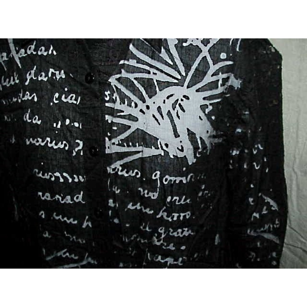 NWOT Mirasol Linen Sheer Long Sleeve Black Button Up Shirt 121752 - Picture 5 of 8